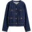 H&M Collarless Denim Jacket - Dark Denim Blue