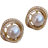 Shein 1pair Simple And Classic Retro Style Hollowed-Out Metal Inlaid Diamond & Pearl Stud Earrings For Women, Suitable For Daily Wear