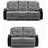 Luxury Life Roma Jumbo Cord Grey/Black Sofa 3 Seater, 2 Seater