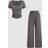 Shein All-Match Casual 2-Piece Set Ribbed Square Neck Button Short Sleeve Top Elastic Pants