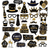 Shein 36pcs Black Gold Birthday Photo Booth Props Happy Birthday Party Favors Supplies For Women Men Birthday Party Props Decoration