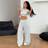Shein Casual Solid Color Cropped T-Shirt And Pants Set - Summer