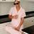 Shein Casual Pink Striped Pajama Set With Collared Top Pocket - For Women