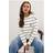 Yours Curve Ivory White Stripe London Slogan Sweatshirt - Ecru