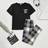 Shein Teenage Boys Casual Gentleman Plaid Pants Short Sleeve - Solid Color