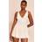 PrettyLittleThing Frill Pleated Detail Playsuit - White