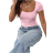 Shein Women Square Neck Going Out Crop Tops Short Sleeve T Shirts Summer Cute Clothes Basics Tees