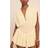 PrettyLittleThing Chiffon V Neck Shirred Waist Frill Playsuit - Lemon