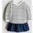 H&M Denim Skirt Sweatshirt Dress - White/Striped (1273044001)