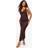 boohoo Womens Mesh Cowl Maxi Dress - Brown