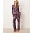 Chelsea Peers Poly Long Sleeve Revere Pyjama Set Tiger Stripe Print - Red