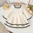 Shein Baby Girls Cute Square Neck Jacquard Flared Long Sleeve Waisted Dress - Autumn Winter