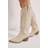 Faith Issy Faux Leather Detailed Western Cowboy Calf Boots - Beige