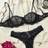 Shein New Women Sexy Lingerie Set Black Lace Floral Bra Panty 2-Piece - Black