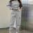 Shein Paris Minimalist Digital Print Front Fleece Sweatshirt Set