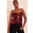 PrettyLittleThing Satin Lace Panel Strappy Cami Top - Red