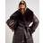 River Island Faux Fur Collar Belted Padded Coat - Brown