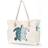 Shein Large Printed Beach Tote Bag With Zipper