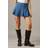 Warehouse Denim Pleated Mini Casual Skirt - Mid Blue