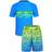 Shein Tween Boys Swimwear Set Short Sleeve Rashguard Top Paired - Multicolor