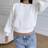 Shein Teen Girls Crewneck Puff Sleeve Cropped Long Sleeve Basic - White