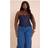 PrettyLittleThing Plus Navy Textured Sheer Floral Lace Corset - Blue