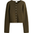 H&M Dame Ribstrikket Cardigan Bomuld - Mørk Kakigrøn