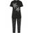 Yours Curve Black Star Print Wide Leg Pyjama Set - Black