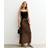 New Look Asymmetric Panelled Satin Chiffon Midi Skirt - Brown