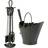 Dibor Contemporary Black Fireside 4pc Freestanding Companion Set 75cm