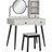 Homcom Storage Shelves And Stool Grey Dressing Table 45x90cm