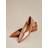 Faux Leather Pointed Toe Ballet Flats - Brown