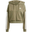 adidas Women Essentials 3 Stripes French Terry Quarter Zip Hoodie - Olive Strata/White