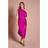 Coast Satin Ruched One Shoulder Asymmetric Hem Midi Dress - Dark Pink