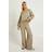 boohoo Chunky Knit Collar Detail Oversized Knitted Jumper Wide Leg Trouser - Beige