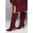 Wallis Faux Suede Ruche High Stiletto Heel Knee Boots - Burgundy