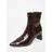 Quiz Patent Croc Ankle Boots - Brown