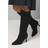 Wallis Wide Fit Hazel Faux Suede Covered Buckle Knee Boots - Natural Black