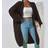 Shein Simple Solid Color Long Cardigan With Open Front - Fall Winter