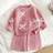 Shein Versatile Cute Bow Decor Girls Pink Knit Set