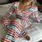 Shein Casual Colorful Striped Print Lace Trim Set - 2 Piece