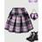 Shein Tween Girls Plaid Skirt With Bow Decoration