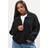Yours Curve Black Knitted Collared Bomber Cardigan - Black