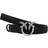 Pinko Thin Love Birds Leather Belt 2cm - Black