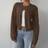 Shein Casual Solid Color Round Neck Long Sleeve Loose Cropped Sweater - Fall/Winter