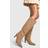boohoo Column Nubuck Low Heel Knee High Boots - Beige