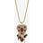 MOOD Antique Gold Red Resin Heart Charm Long Necklace - Metallic