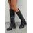 Wallis Lucia Faux Leather Platform High Block Heel Knee Boots - Black