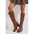 Dorothy Perkins Faux Leather Square Toe High Heel Knee Boots - Dark Tan