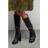 Faith Keira Faux Leather Platform High Block Heel Knee Boots - Black